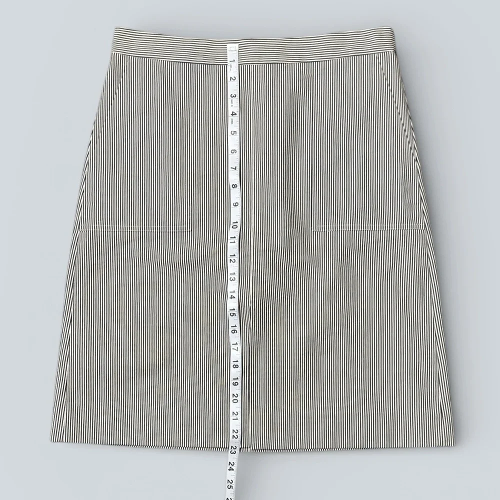 J.Crew Black & White Striped Seersucker A-Line Skirt with Pockets - Picture 8 of 9